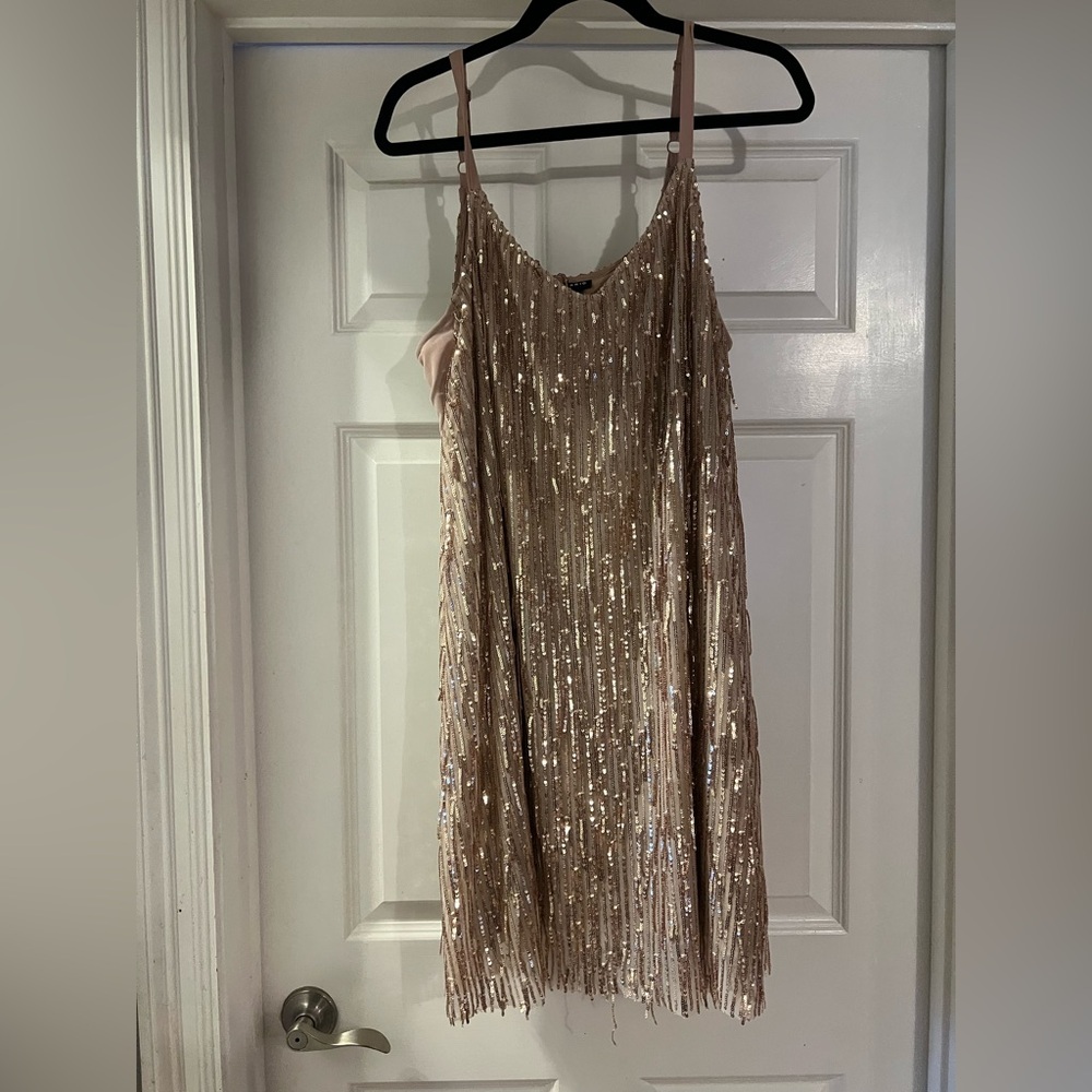 Torrid Gold Sequin Backless Dress